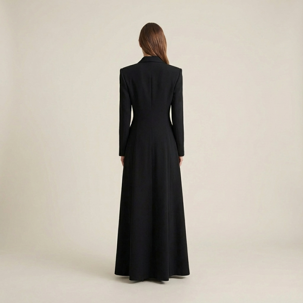 Damska Sukienka Zakietowa Z Długim Rękawem | Maxi