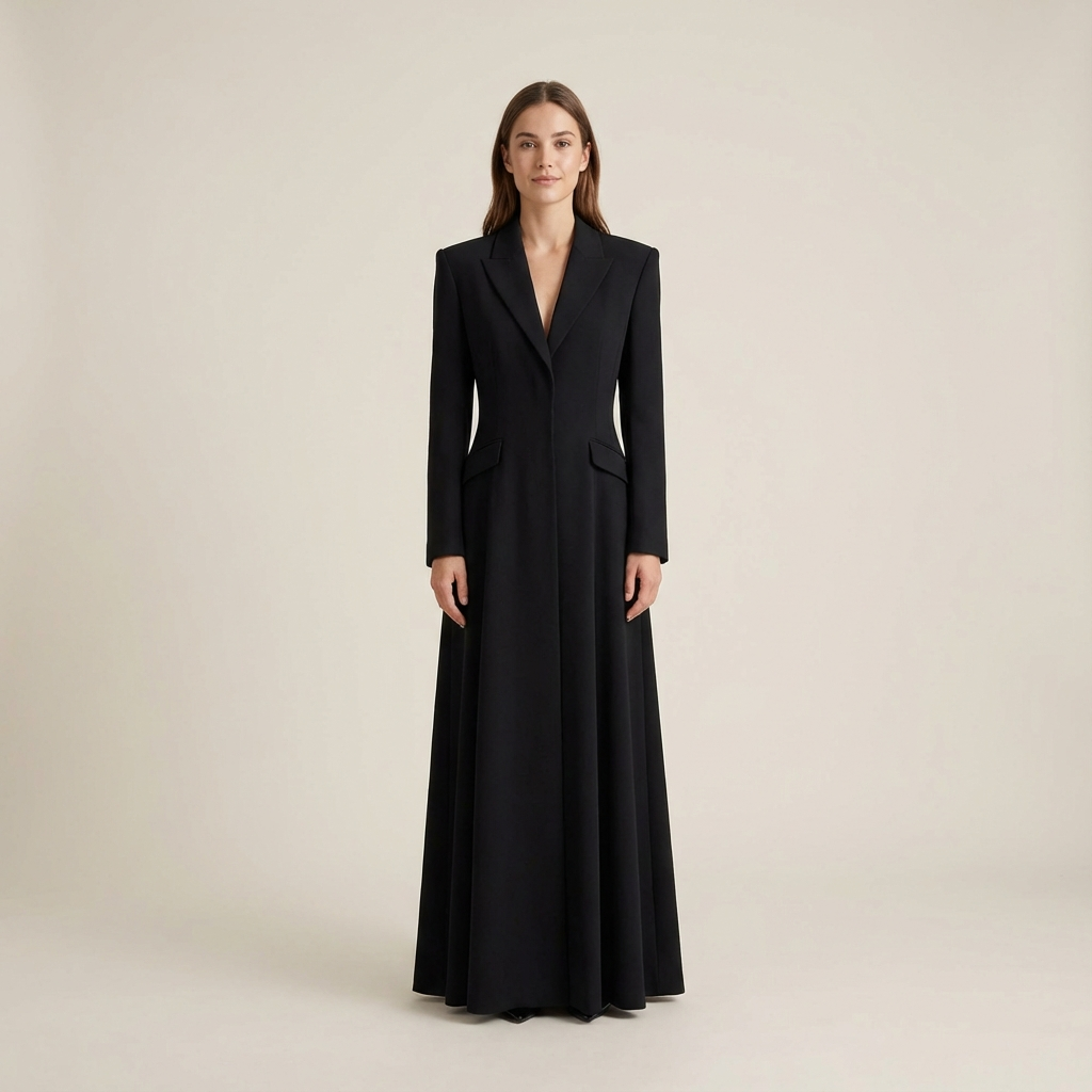 Damska Sukienka Zakietowa Z Długim Rękawem | Maxi